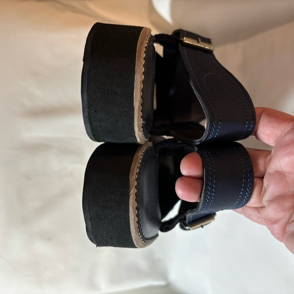 SANDALS Sz 9 Handmade Square Front Cross Top Leather Rubber Sole Adjustable - Picture 6 of 11